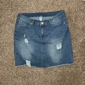 Denim Distressed Skirt NWOT